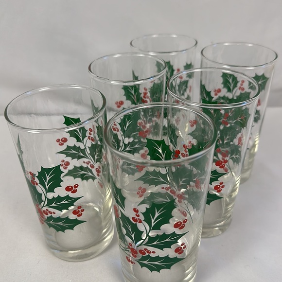 VINTAGE Bartlett Collins/Tumblers Set Of 6 Holly  Glasses - Picture 7 of 16